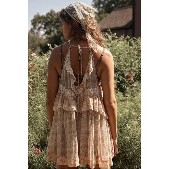 Free People Bali Theodora Slip Dress Frosted Mint Small NWT Ruffles Ethereal - Picture 15 of 16